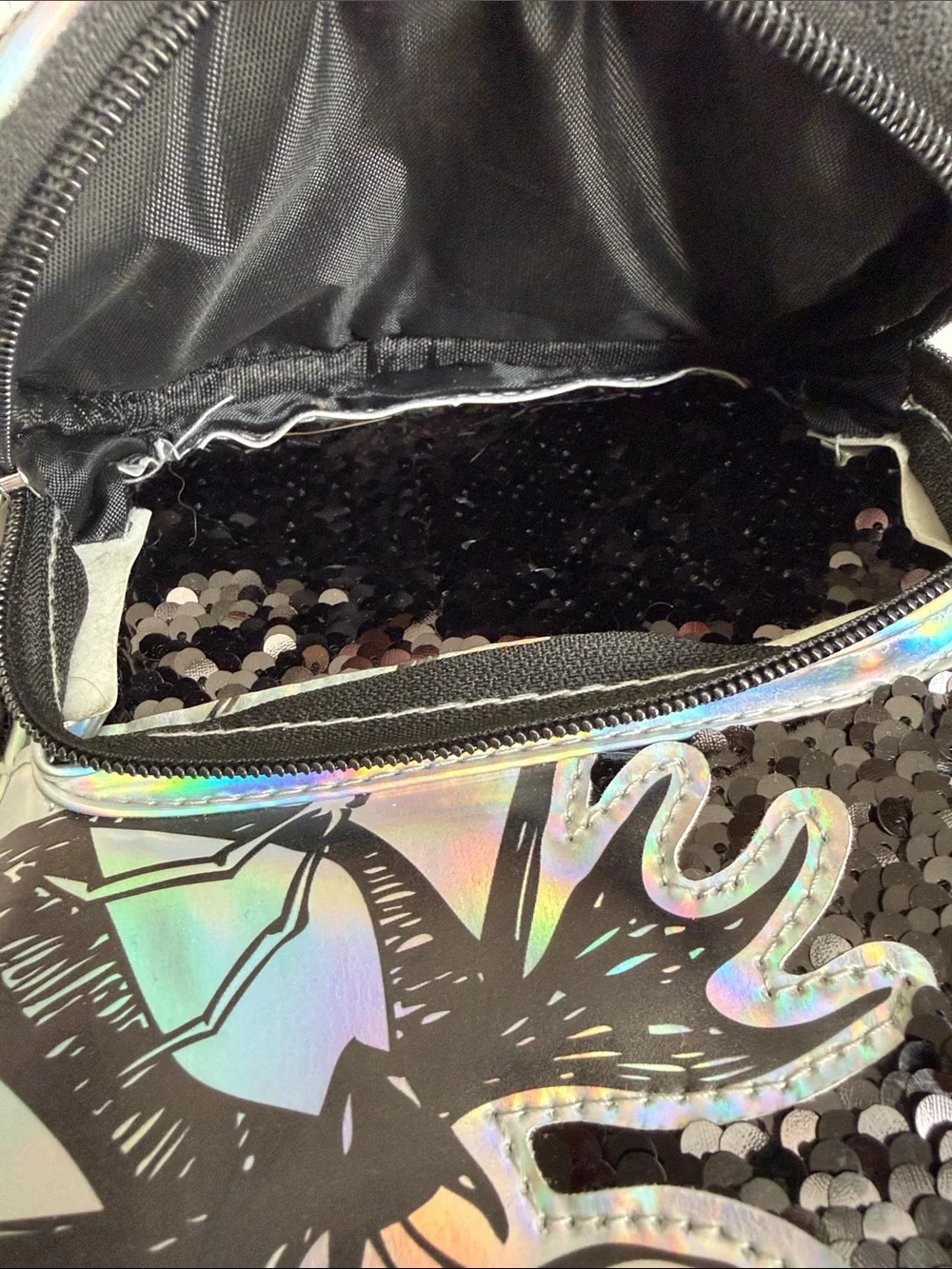 Disney Nightmare Before Christmas Sequin Mini Flip Sequin Backpack Black Silver
